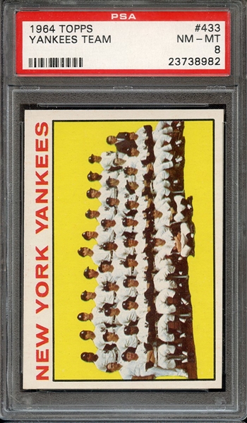 1964 TOPPS 433 YANKEES TEAM PSA NM-MT 8