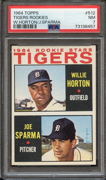 1964 TOPPS 512 W.HORTON/J.SPARMA TIGERS ROOKIES PSA NM 7