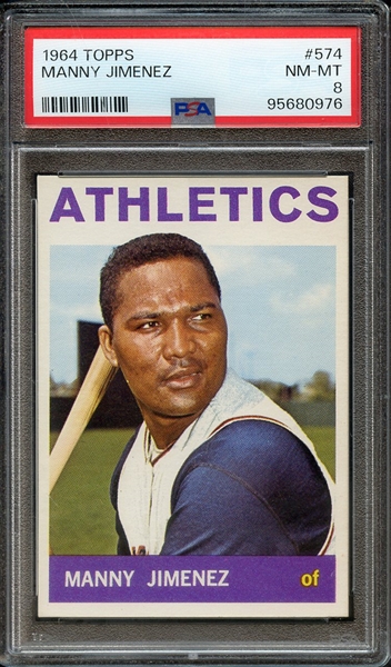 1964 TOPPS 574 MANNY JIMENEZ PSA NM-MT 8