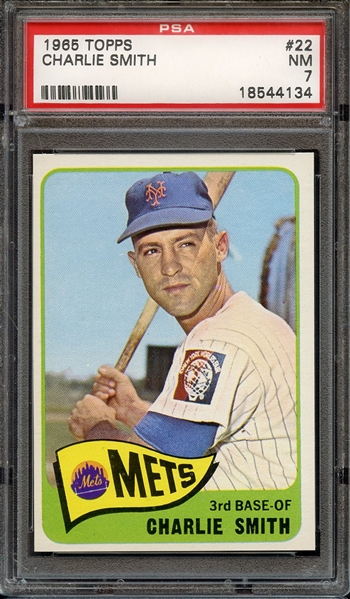 1965 TOPPS 22 CHARLIE SMITH PSA NM 7