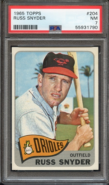 1965 TOPPS 204 RUSS SNYDER PSA NM 7