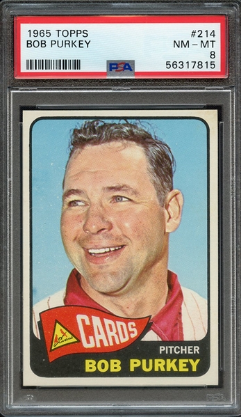 1965 TOPPS 214 BOB PURKEY PSA NM-MT 8