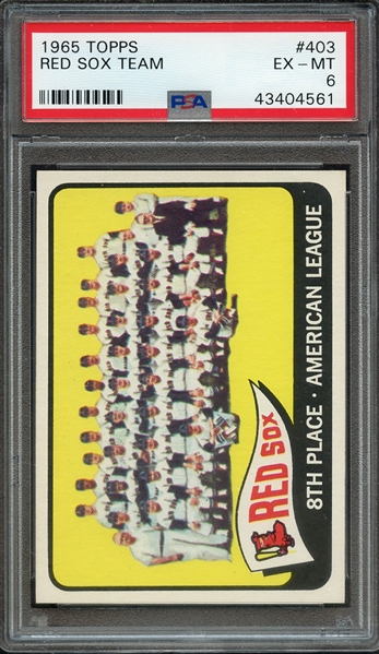 1965 TOPPS 403 RED SOX TEAM PSA EX-MT 6