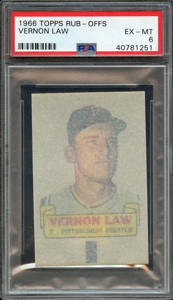 1966 TOPPS RUB-OFFS  VERNON LAW PSA EX-MT 6