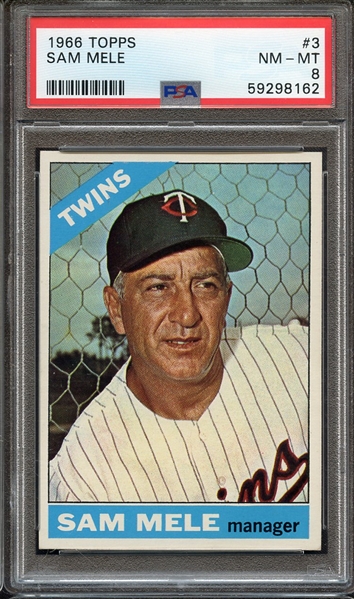 1966 TOPPS 3 SAM MELE PSA NM-MT 8