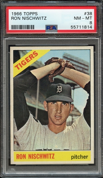 1966 TOPPS 38 RON NISCHWITZ PSA NM-MT 8