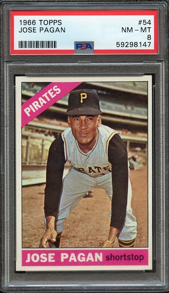 1966 TOPPS 54 JOSE PAGAN PSA NM-MT 8