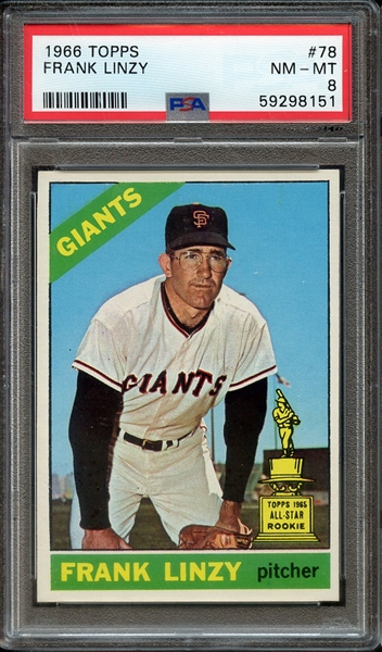 1966 TOPPS 78 FRANK LINZY PSA NM-MT 8