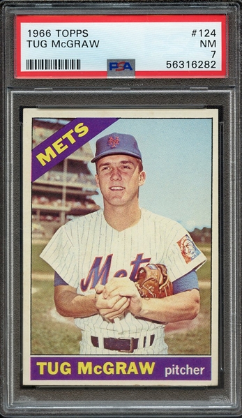 1966 TOPPS 124 TUG McGRAW PSA NM 7