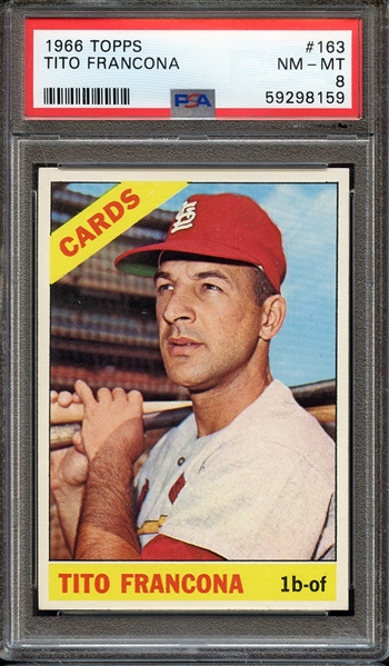 1966 TOPPS 163 TITO FRANCONA PSA NM-MT 8