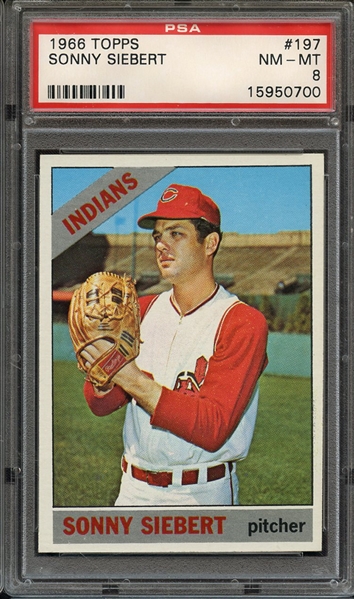 1966 TOPPS 197 SONNY SIEBERT PSA NM-MT 8