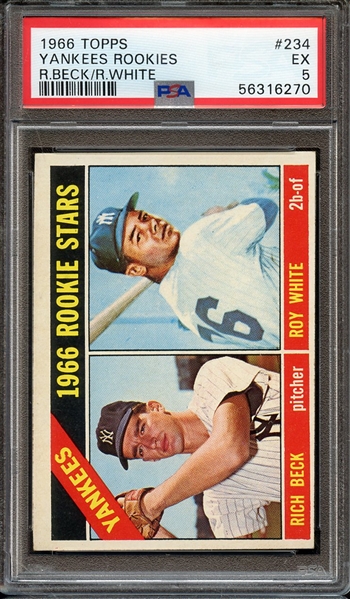 1966 TOPPS 234 R.BECK/R.WHITE YANKEES ROOKIES PSA EX 5