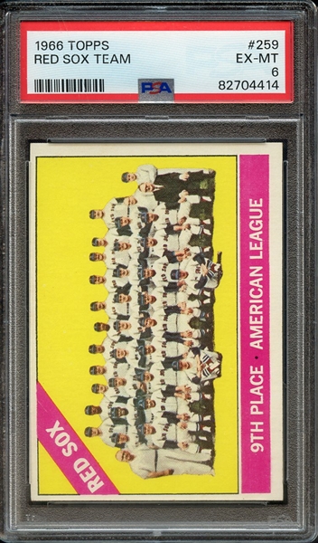 1966 TOPPS 259 RED SOX TEAM PSA EX-MT 6