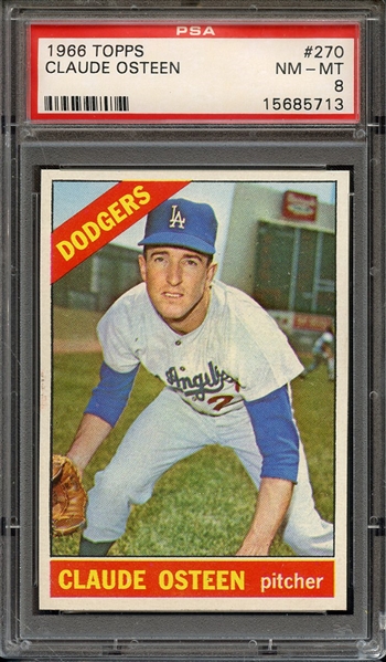 1966 TOPPS 270 CLAUDE OSTEEN PSA NM-MT 8