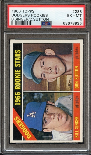 1966 TOPPS 288 B.SINGER/D.SUTTON DODGERS ROOKIES PSA EX-MT 6