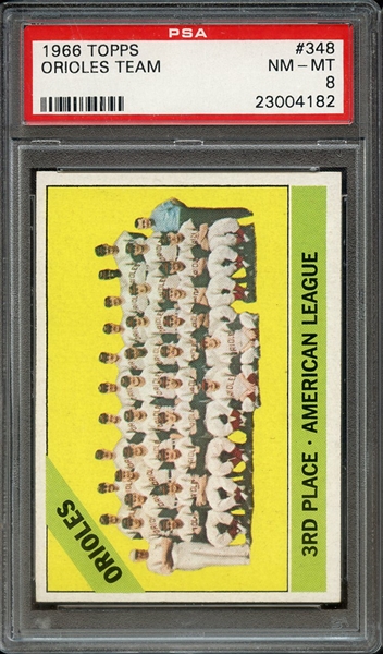 1966 TOPPS 348 ORIOLES TEAM PSA NM-MT 8