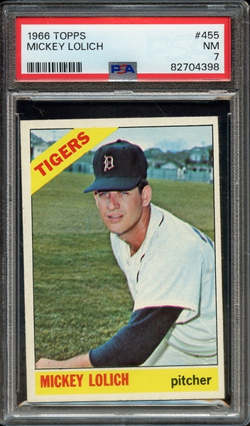 1966 TOPPS 455 MICKEY LOLICH PSA NM 7