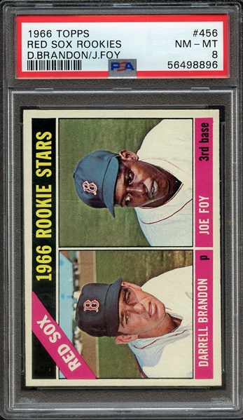 1966 TOPPS 456 D.BRANDON/J.FOY RED SOX ROOKIES PSA NM-MT 8