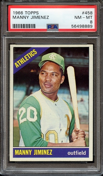 1966 TOPPS 458 MANNY JIMENEZ PSA NM-MT 8