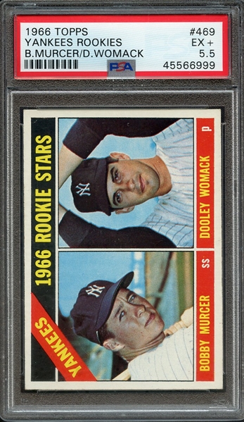 1966 TOPPS 469 B.MURCER/D.WOMACK YANKEES ROOKIES PSA EX+ 5.5