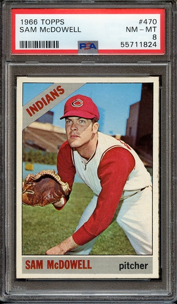 1966 TOPPS 470 SAM McDOWELL PSA NM-MT 8