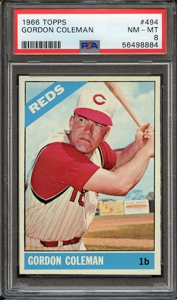 1966 TOPPS 494 GORDON COLEMAN PSA NM-MT 8