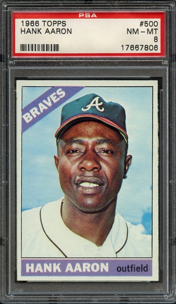 1966 TOPPS 500 HANK AARON PSA NM-MT 8