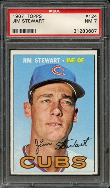 1967 TOPPS 124 JIM STEWART PSA NM 7