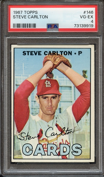 1967 TOPPS 146 STEVE CARLTON PSA VG-EX 4