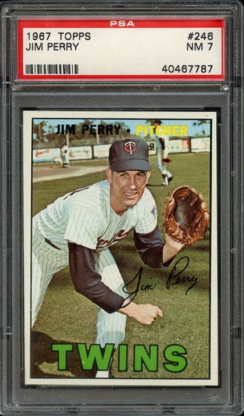 1967 TOPPS 246 JIM PERRY PSA NM 7