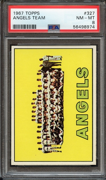 1967 TOPPS 327 ANGELS TEAM PSA NM-MT 8