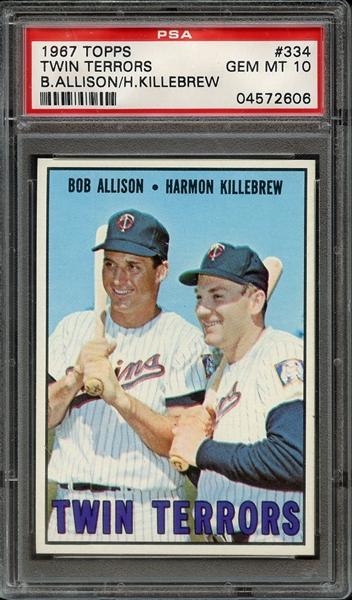 1967 TOPPS 334 B.ALLISON/H.KILLEBREW TWIN TERRORS PSA GEM MT 10