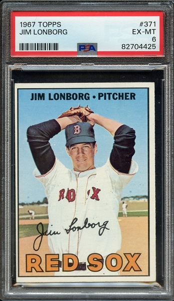 1967 TOPPS 371 JIM LONBORG PSA EX-MT 6