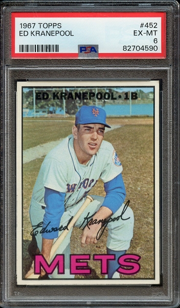 1967 TOPPS 452 ED KRANEPOOL PSA EX-MT 6