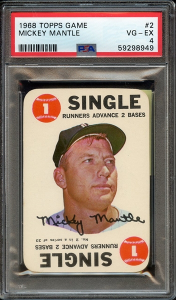 1968 TOPPS GAME 2 MICKEY MANTLE PSA VG-EX 4