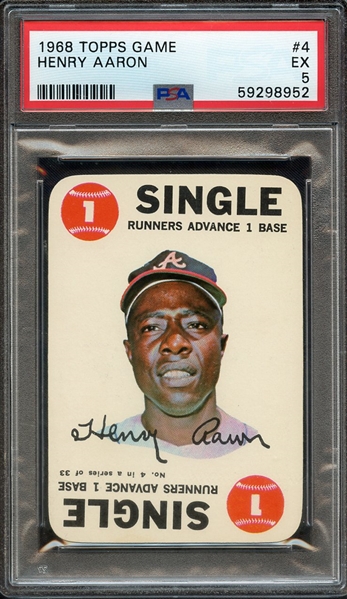 1968 TOPPS GAME 4 HENRY AARON PSA EX 5