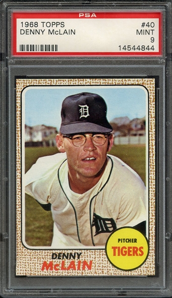 1968 TOPPS 40 DENNY McLAIN PSA MINT 9