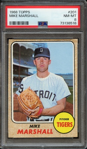 1968 TOPPS 201 MIKE MARSHALL PSA NM-MT 8