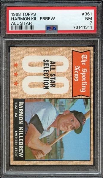 1968 TOPPS 361 ALL STAR HARMON KILLEBREW PSA NM 7