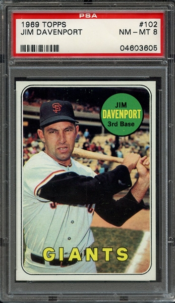 1969 TOPPS 102 JIM DAVENPORT PSA NM-MT 8