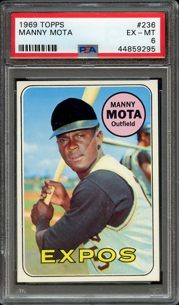 1969 TOPPS 236 MANNY MOTA PSA EX-MT 6