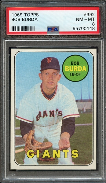 1969 TOPPS 392 BOB BURDA PSA NM-MT 8