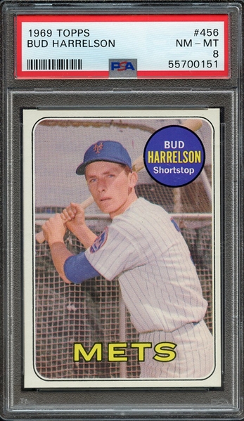 1969 TOPPS 456 BUD HARRELSON PSA NM-MT 8