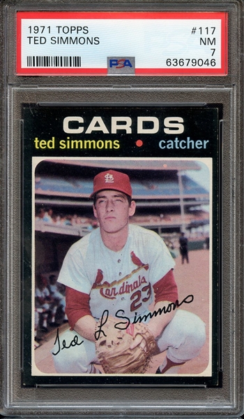 1971 TOPPS 117 TED SIMMONS PSA NM 7