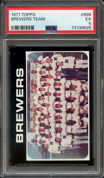 1971 TOPPS 698 BREWERS TEAM PSA EX 5