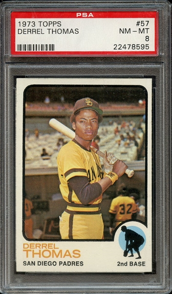 1973 TOPPS 57 DERREL THOMAS PSA NM-MT 8