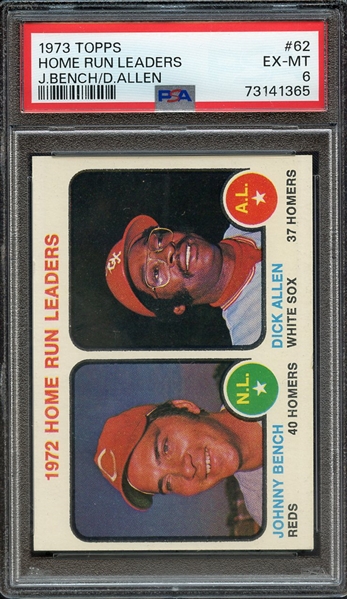 1973 TOPPS 62 J.BENCH/D.ALLEN HOME RUN LEADERS PSA EX-MT 6