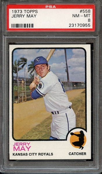 1973 TOPPS 558 JERRY MAY PSA NM-MT 8