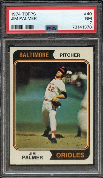 1974 TOPPS 40 JIM PALMER PSA NM 7