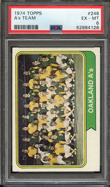 1974 TOPPS 246 A's TEAM PSA EX-MT 6